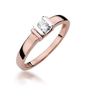Pierścionek W0343 Diament 0,10ct różowe złoto