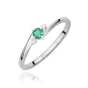 Pierścionek W0346 Szmaragd 0,15ct białe złoto