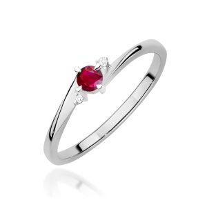 Pierścionek W0346 Rubin 0,15ct białe złoto