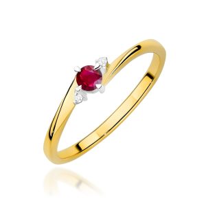 Pierścionek W0346 Rubin 0,15ct żółte złoto