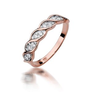 Pierścionek W0349 z diamentami różowe złoto