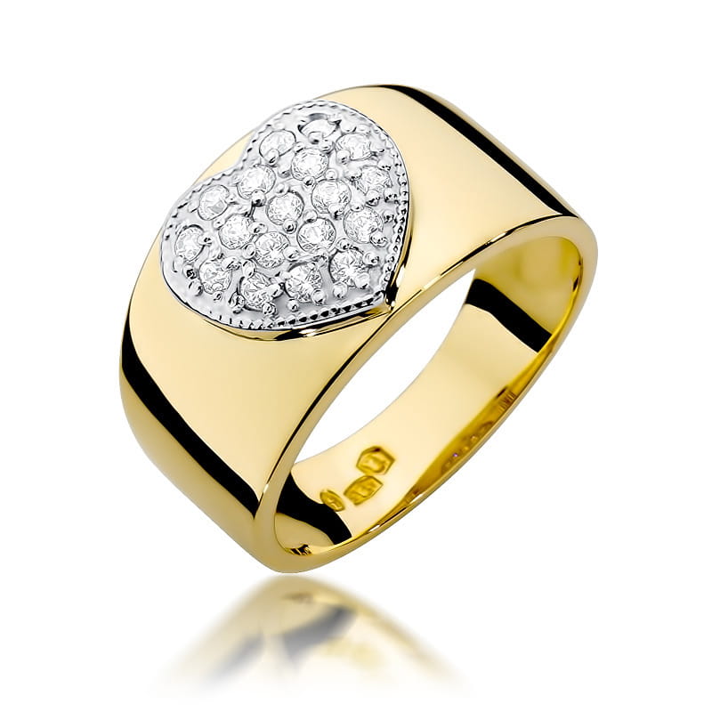 Pierścionek W0352 z diamentami żółte złoto