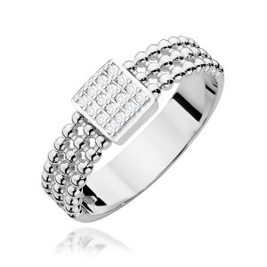 Pierścionek W0353 z diamentami białe złoto