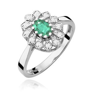 Pierścionek W0354 Szmaragd 0,40ct białe złoto