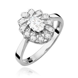 Pierścionek W0354 Diament Laboratoryjny 0,40ct białe złoto