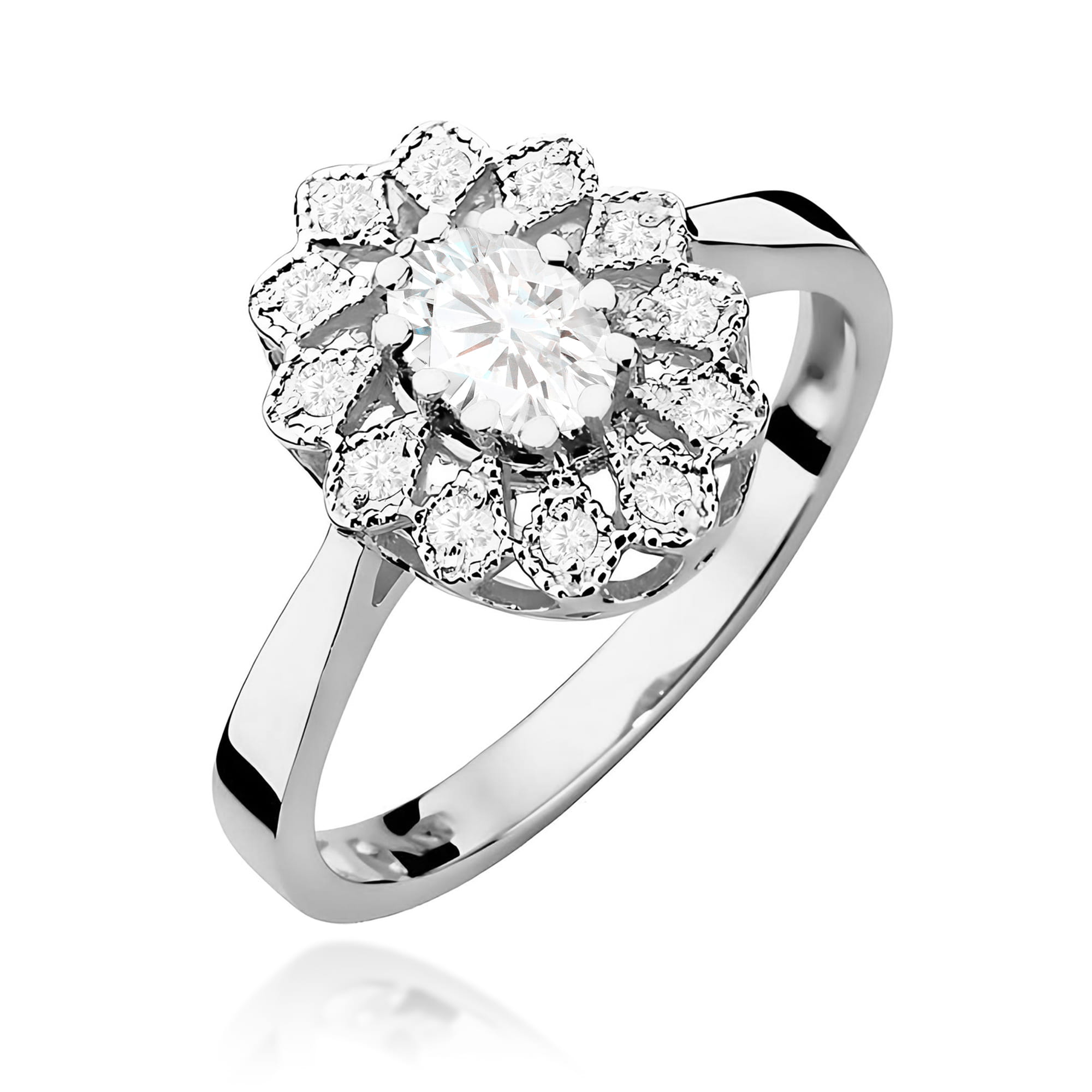 Pierścionek W0354 Diament Laboratoryjny 0,40ct białe złoto