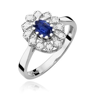 Pierścionek W0354 Szafir 0,70ct białe złoto