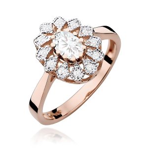 Pierścionek W0354 Diament Laboratoryjny 0,40ct różowe złoto