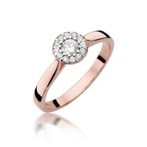 Pierścionek W0362 Diament 0,12ct różowe złoto