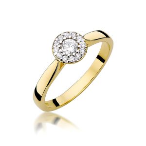 Pierścionek W0362 Diament Laboratoryjny 0,15ct żółte złoto