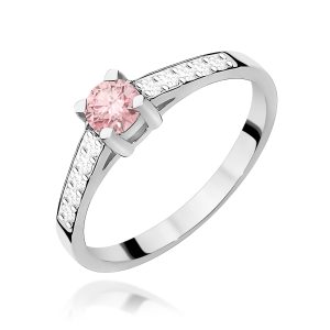 Pierścionek W0364 Diament laboratoryjny różowy 0,30ct białe złoto