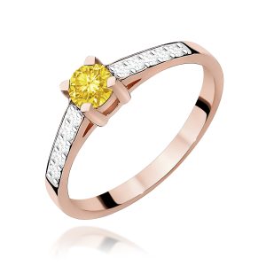 Pierścionek W0364 Diament Laboratoryjny żółty 0.30ct różowe złoto
