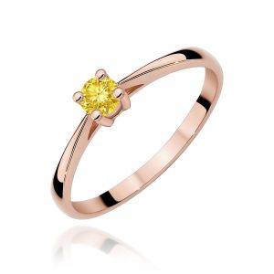 Pierścionek W0367 Diament Laboratoryjny żółty 0.15ct różowe złoto