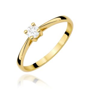Pierścionek W0367 Diament 0,15ct żółte złoto