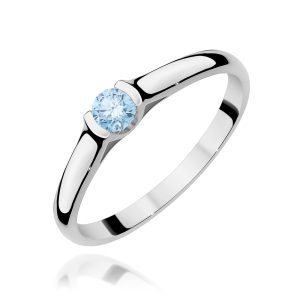 Pierścionek W0369 Diament Laboratoryjny niebieski 0.15ct białe złoto