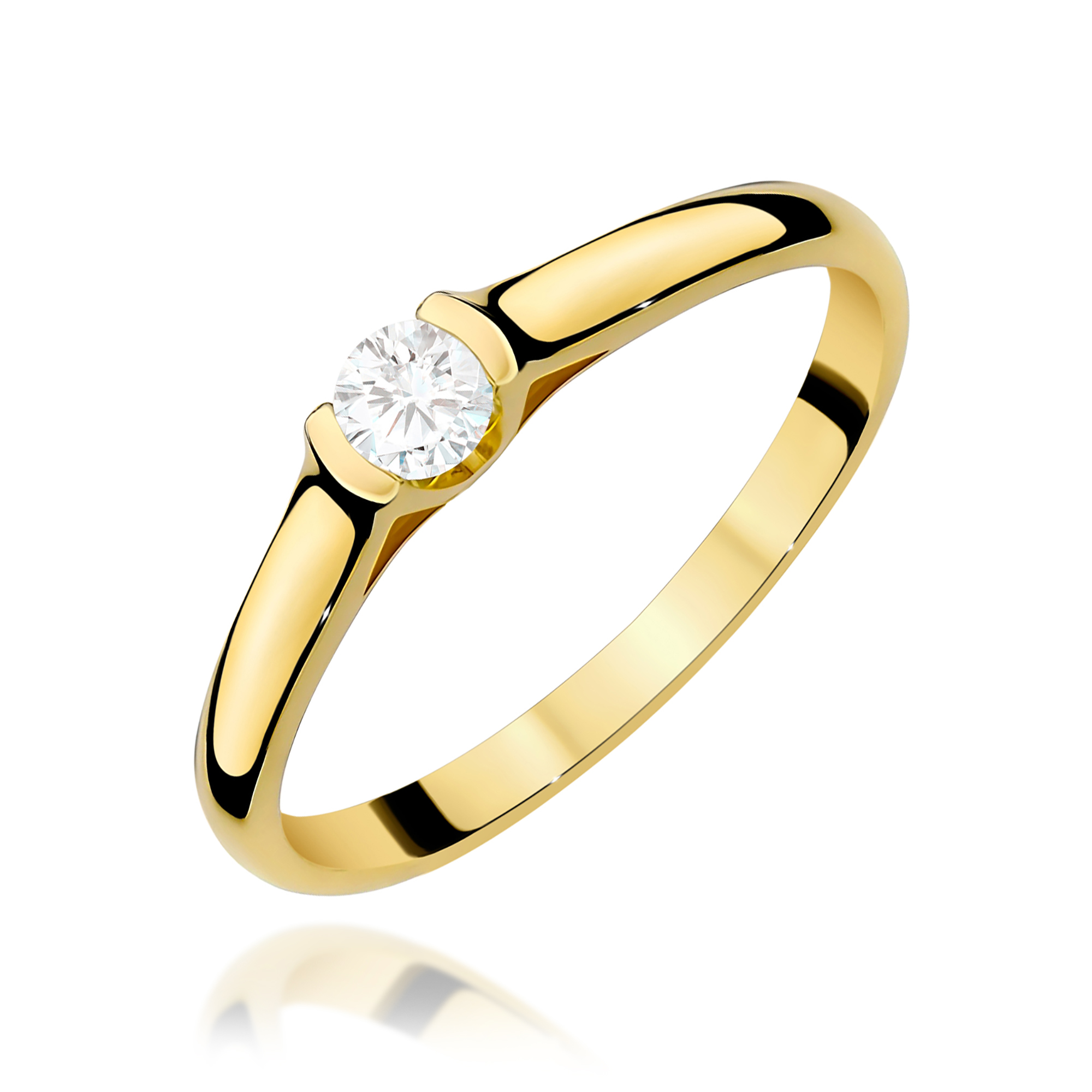 Pierścionek W0369 Diament 0,15ct żółte złoto