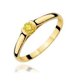 Pierścionek W0369 Diament Laboratoryjny żółty 0.15ct żółte złoto