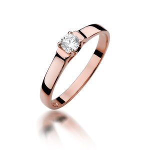 Pierścionek W0381 Diament 0,18ct różowe złoto