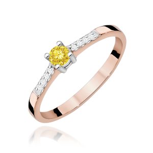 Pierścionek W0382 Diament Laboratoryjny żółty 0.15ct różowe złoto