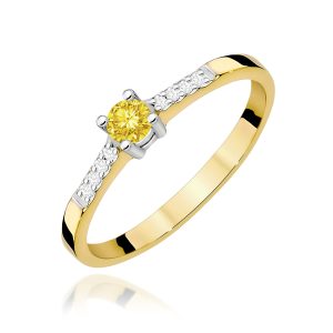 Pierścionek W0382 Diament Laboratoryjny żółty 0.15ct żółte złoto