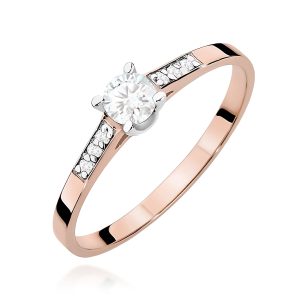 Pierścionek W0399 Diament 0,15ct różowe złoto