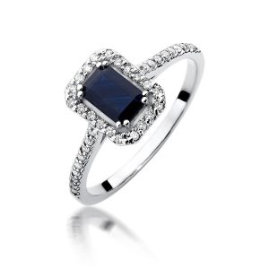 Pierścionek W0403 Szafir 0,60ct białe złoto