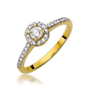 Pierścionek W0406 Diament Laboratoryjny 0,15ct żółte złoto