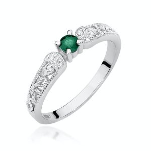 Pierścionek W0411 Szmaragd 0,15ct białe złoto