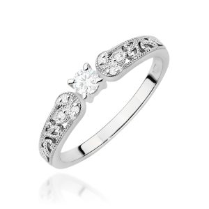 Pierścionek W0411 Diament Laboratoryjny 0,10ct białe złoto
