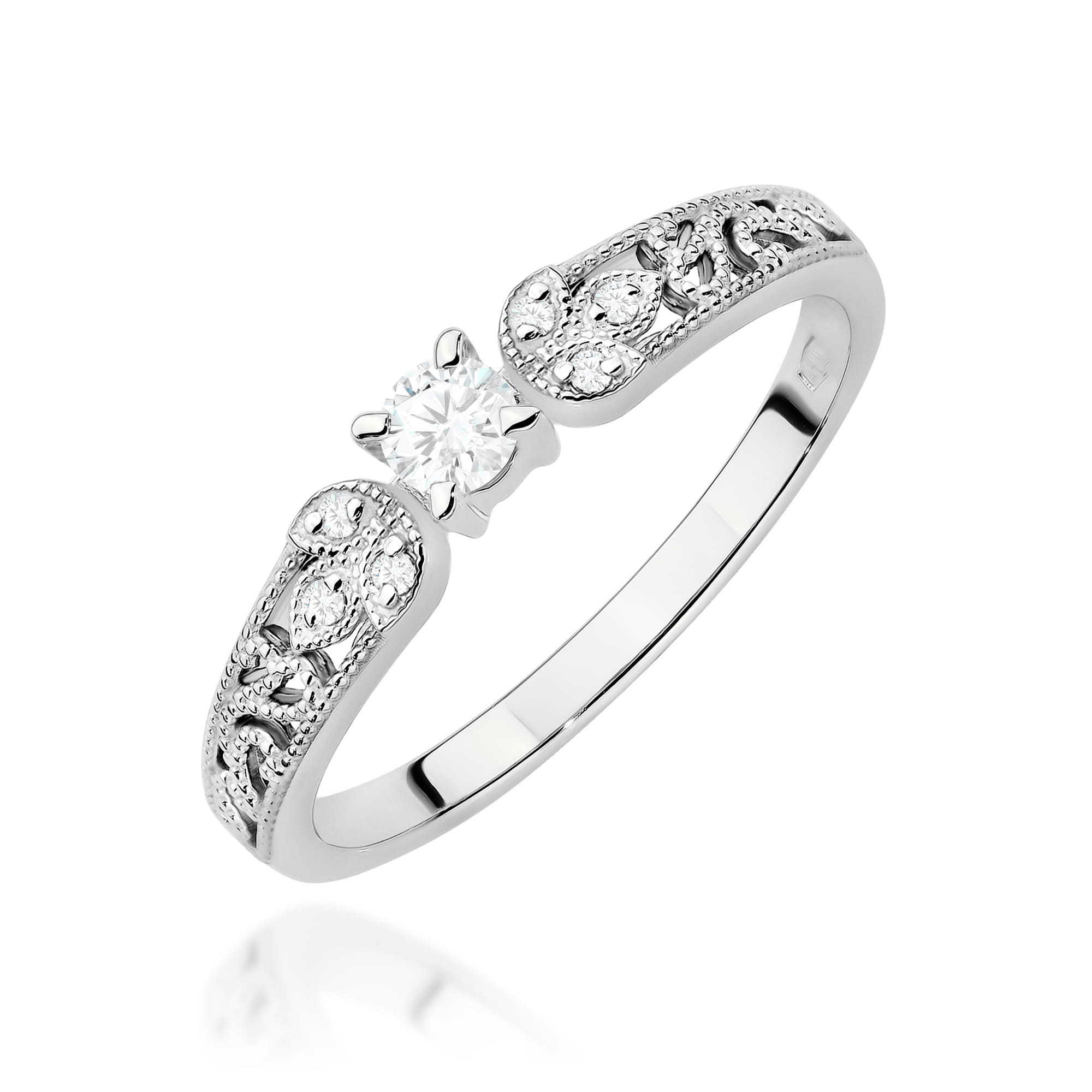 Pierścionek W0411 Diament Laboratoryjny 0,10ct białe złoto
