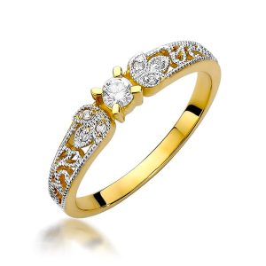 Pierścionek W0411 Diament 0,10ct żółte złoto