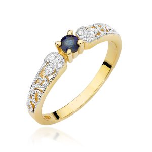 Pierścionek W0411 Szafir 0,15ct żółte złoto