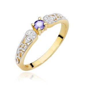 Pierścionek W0411 Tanzanit 0,15ct żółte złoto