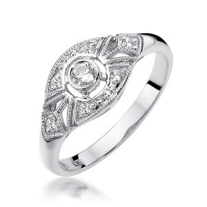 Pierścionek W0413 Diament 0,10ct białe złoto