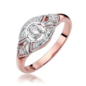 Pierścionek W0413 Diament 0,10ct różowe złoto