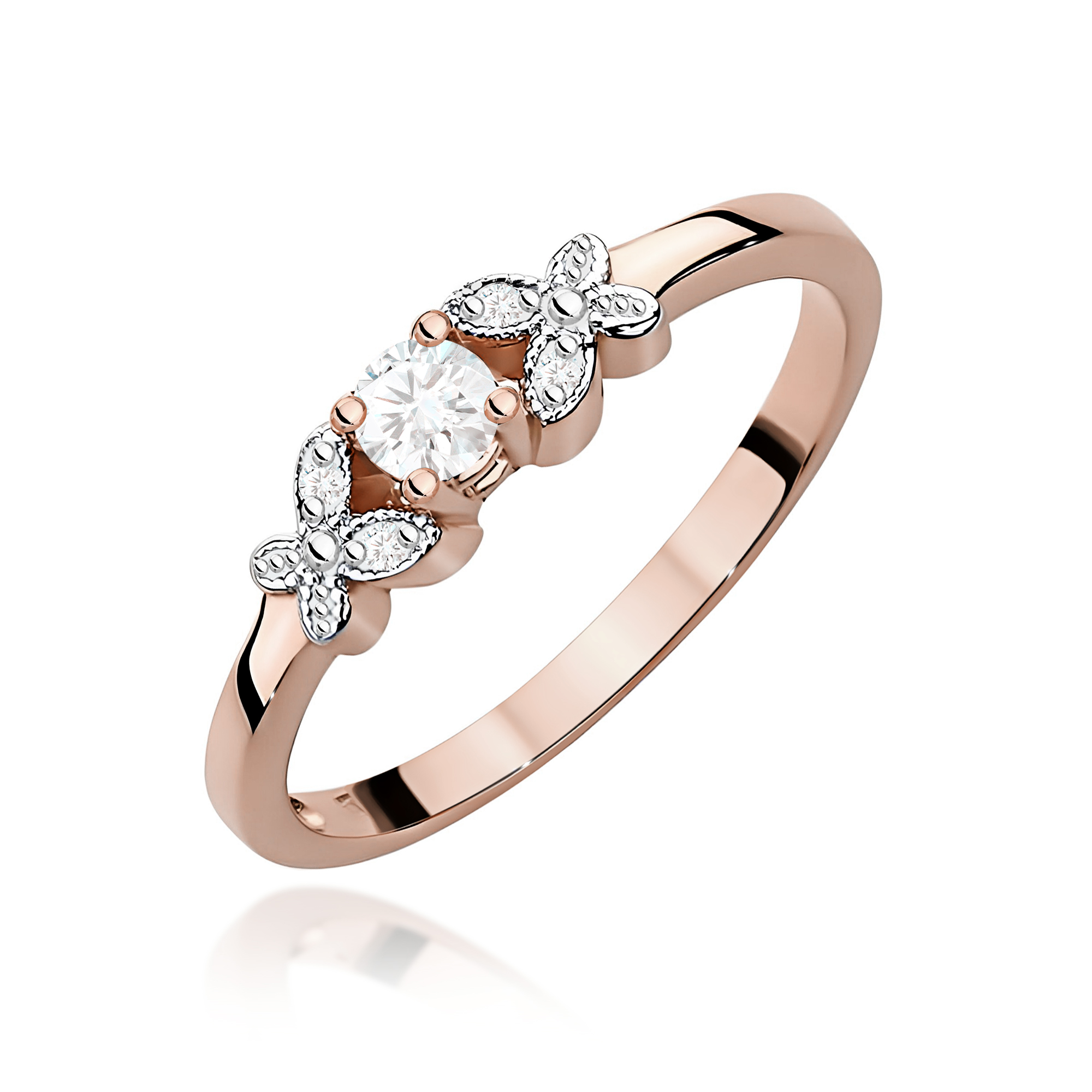 Pierścionek W0414 Diament 0,10ct różowe złoto