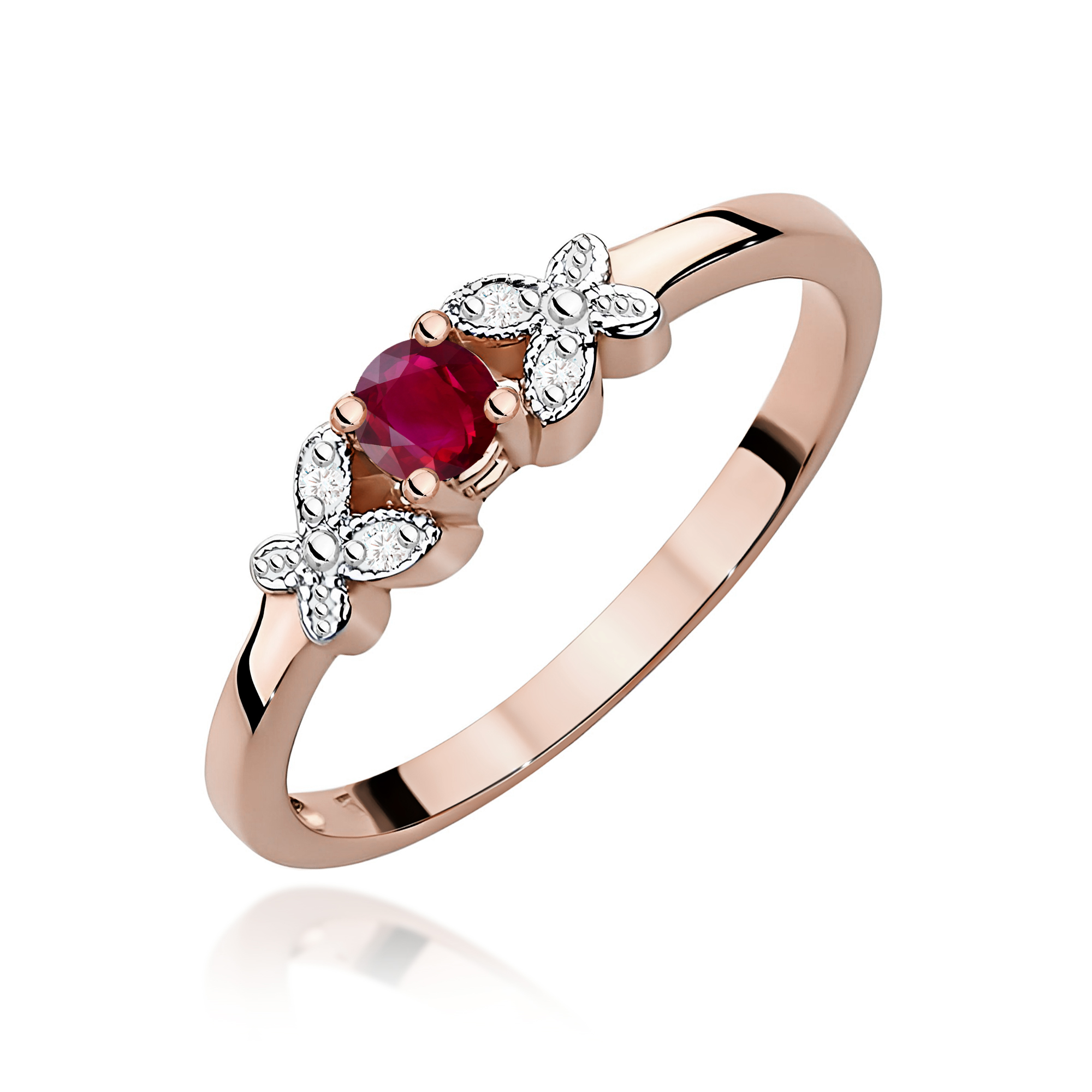 Pierścionek W0414 Rubin 0,15ct różowe złoto
