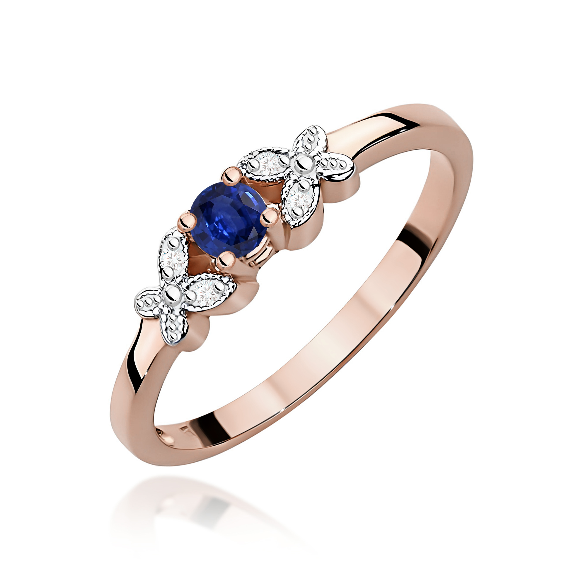 Pierścionek W0414 Szafir 0,15ct różowe złoto