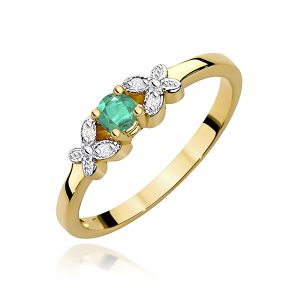 Pierścionek W0414 Szmaragd 0,15ct żółte złoto