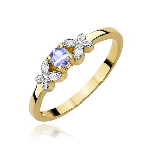 Pierścionek W0414 Tanzanit 0,15ct żółte złoto