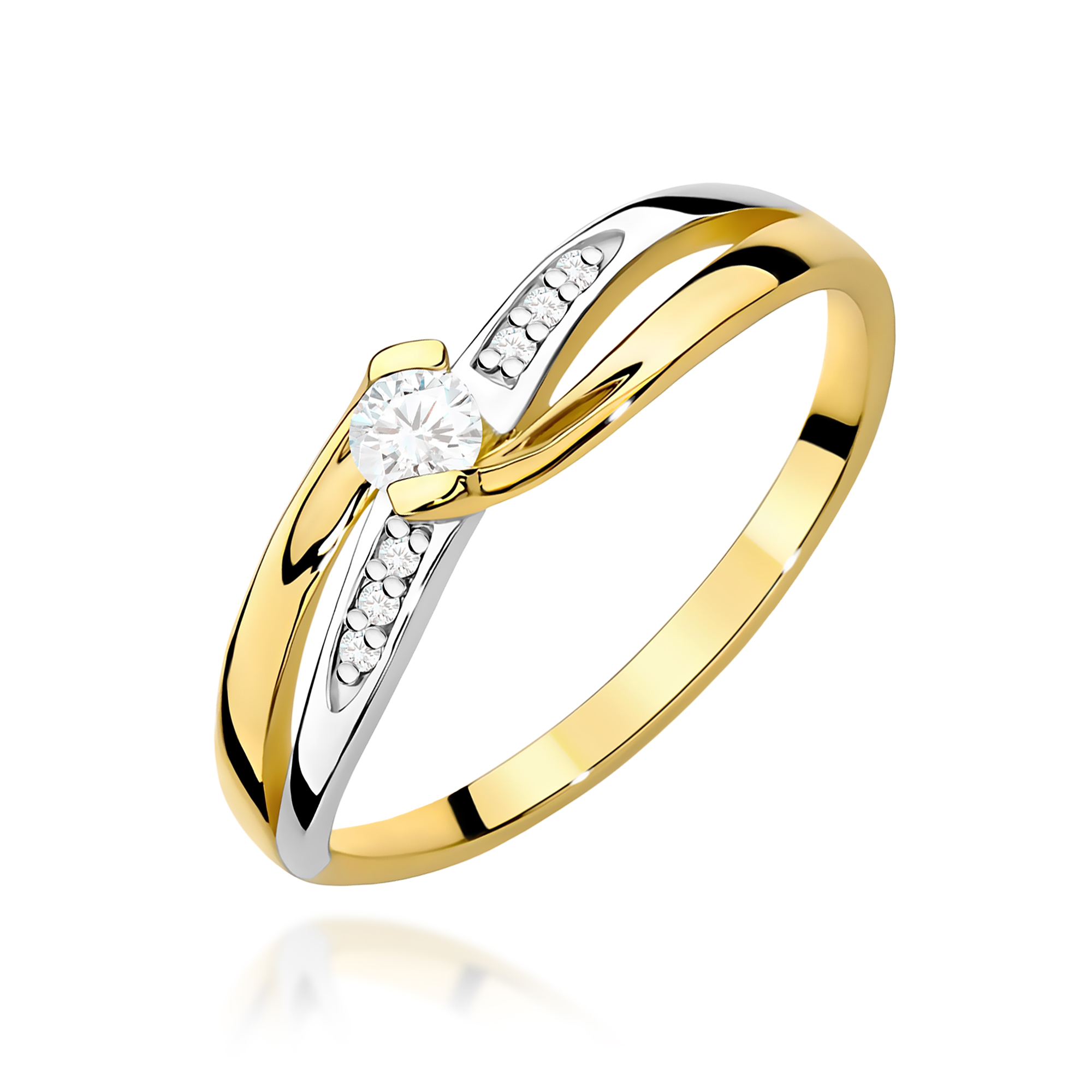Pierścionek W0415 Diament 0,10ct żółte złoto