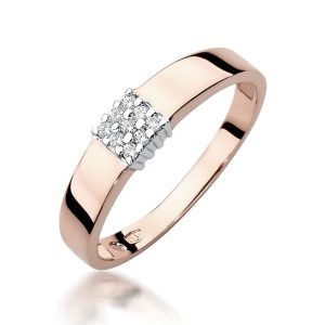 Pierścionek W0417 z diamentami różowe złoto