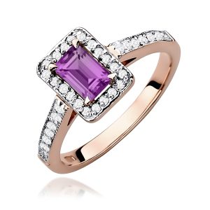 Pierścionek W0422 Ametyst 0,50ct różowe złoto