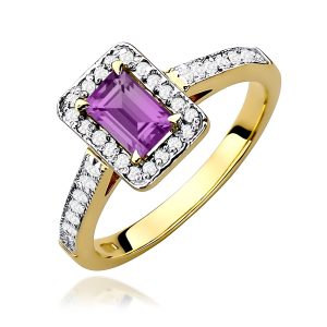Pierścionek W0422 Ametyst 0,50ct żółte złoto