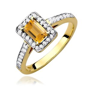 Pierścionek W0422 Cytryn 0,60ct żółte złoto