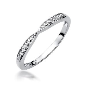 Pierścionek W0425 z diamentami białe złoto