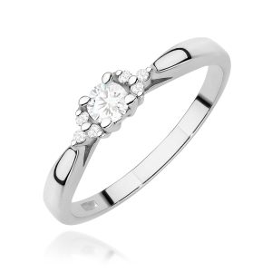 Pierścionek W0428 Diament Laboratoryjny 0,10ct białe złoto