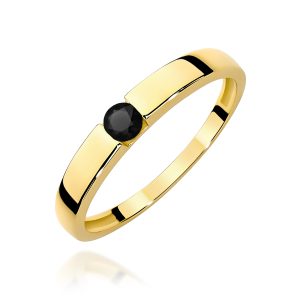 Pierścionek W0432 Czarny Diament 0,12ct żółte złoto