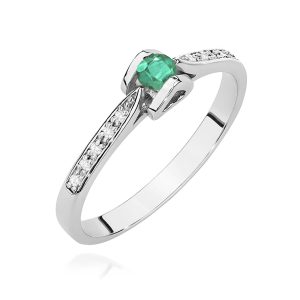 Pierścionek W0435 Szmaragd 0,15ct białe złoto