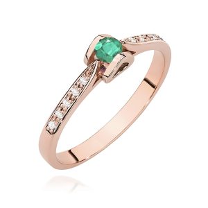 Pierścionek W0435 Szmaragd 0,15ct różowe złoto